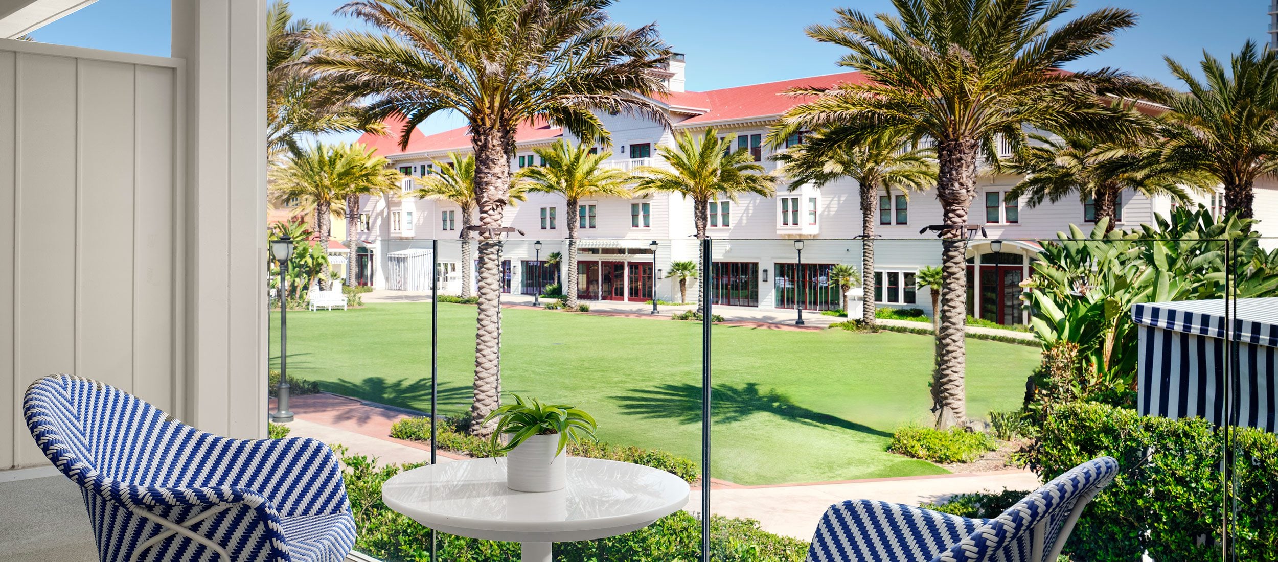 Resort view guest room balcony in The Cabanas